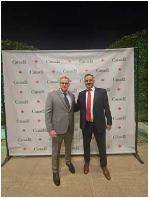 Dominick Bianco with Ibrahim Merie at the Ambassador of Canada’s reception in Riyadh, February 2026.